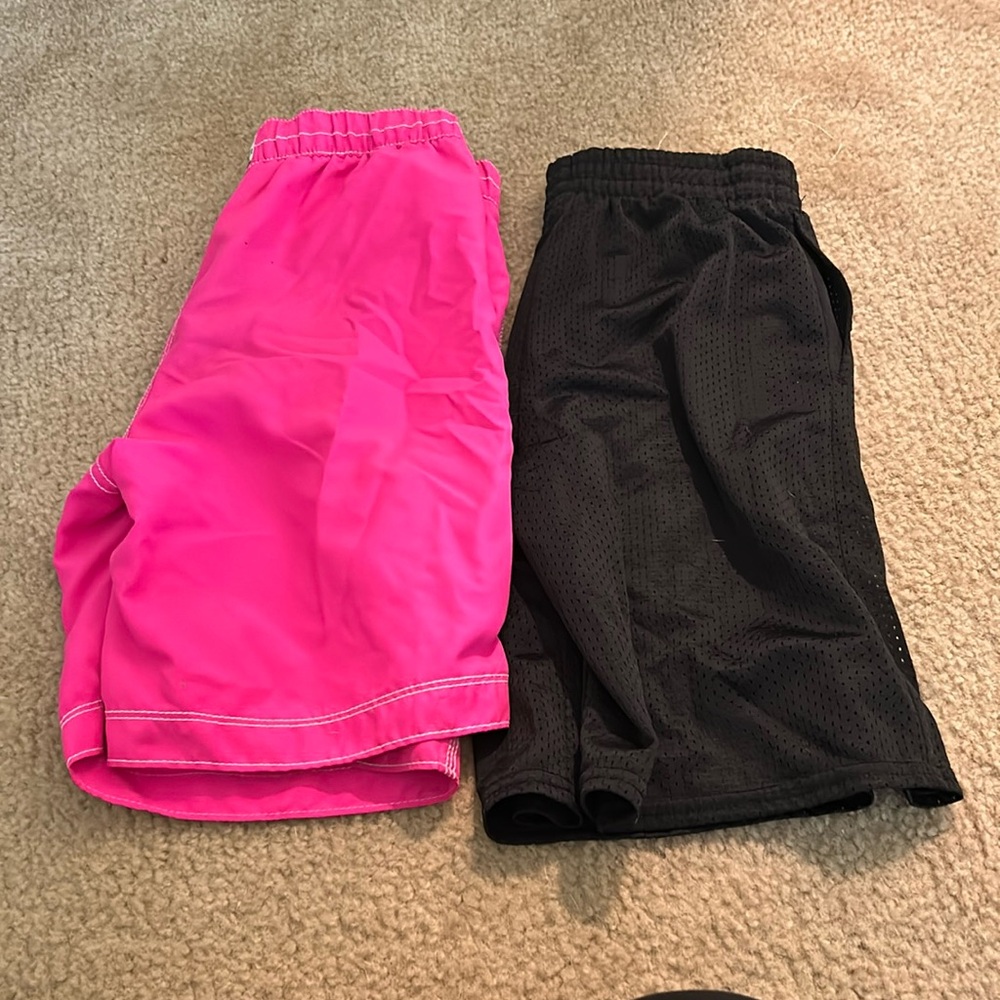 1 pair of shorts, & 1 pair of swimming shorts